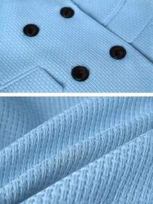 HOMEYEE Women's Vintage Elegant Lapel Long Sleeve Blouse, Casual Business Office Lady Top Coat For Autumn & Winter - 藍色 - 查看 5