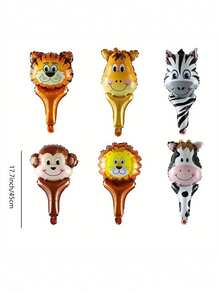12pcs Animal Patterned Hand Held Balloons, Birthday Party Decorations, Holiday Party Decor Cartoon Animal Hand Balloons - Animals Holding Stick Balloons - View 7