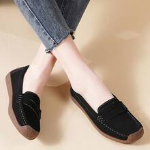 Solid Color Elegant Women Flat Loafers Casual Slip-On Shoes