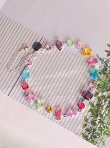 Bracelet orné de zircones cubiques colorées, élégant et polyvalent, idée cadeau à la mode pour un ami