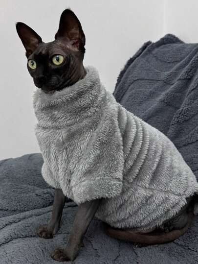 Suéter para gatos de estimação, roupas para casa, 5 cores disponíveis, quente, liso, macio, lã polar, agradável à pele, adequado para gatos Sphynx e cães pequenos, outono/inverno
