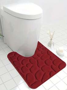 1pc Memory Foam Bath Mat U-Shaped, Commode Outline Carpet, Soft And Comfortable, Super Absorbent, Non-Slip, Thick, Machine Washable, Easy To Dry, Suitable For The Bathroom Home Bathroom Decor Bath Rug Outdoor Rug Door Mat Summer Bathroom Accessories Back To School
