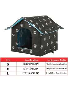 1 Pieza Impermeable Casa Para Mascotas, Desmontable y Lavable Para Todas Las Estaciones Universal, Adecuada Para Gatos y Perros - Negro - Ver 7