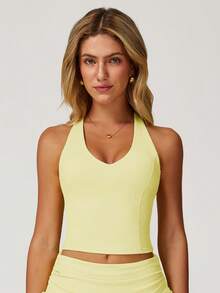 MASKERT Women's Sports Vest, Yoga Vest, Sports Vest, Camisole Vest, High Elasticity Sports Vest, Home Commuting Vest, Skin Friendly And Comfortable - Yellow - View 3