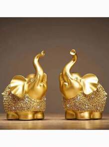 2 pièces Figurine d'éléphant porte-bonheur créative, artisanat pour le salon, le bureau, le pendaison de crémaillère, Noël, la remise des diplômes, les cadeaux d'anniversaire