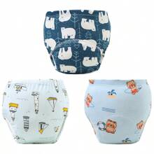 6 piezas de pantalones de entrenamiento para bebé con estampado de animales lindos - Textura suave, adecuado para todas las estaciones, ajuste regular, apto para entrenamiento de ir al baño, diseño de estampado alegre, ajuste cómodo para actividades al aire libre y ropa de dormir para niños y niñas