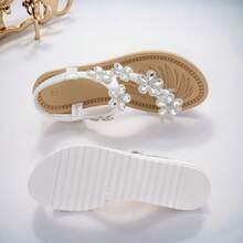 Sandalias planas con tira en el tobillo y punta abierta con diamantes de imitación para mujer. Añade brillo a tus sandalias planas con punta abierta y diamantes de imitación. H-Sandra - Blanco - Ver 4