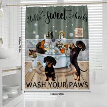 1pc/4pcs Funny Dogs Dachshund Shower Curtain Set Including Shower Curtain With 12 Plastic Hooks, Bathroom Non-Slip Mat, Toilet U-Shaped Mat, Cover Mat Vintage Animal Pets Cute Hilarious Modern Home Decor Bathroom Accessories Back To School