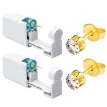 2 pezzi Kit per foratura orecchie fai da te con orecchini incorporati - Set di strumenti per foratura orecchie usa e getta