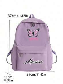 定制健身背包，可印上个性化姓名或节日祝福。开学季新品，休闲百搭的可爱蝴蝶印花，男女皆宜。尼龙拉链材质，适合大学生、高中生、初中生和小学生。您可以定制自己的姓名、字母、幸运数字等。送给朋友、女儿的生日礼物、纪念包、圣诞礼物、新年礼物等。 - 粉蝴蝶文本2 - 查看 8