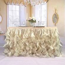 6ft Elegant Beige Tulle Table Skirt - Curly Willow Design, 100% Polyester Ruffle Tablecloth For Weddings, Bridal Showers & Birthday Parties - Versatile For Rectangle & Round Tables, Wedding Table Decorations - Multicolor - View 11