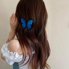 Clamă de păr cu fluture în degrade albastru intens - Design elegant și strălucitor cu aripi, accesoriu de păr ușor pentru doamne, potrivit pentru ocazii casual și formale, accesoriu de păr multifuncțional, aspect fermecător, efect orbitor, cleme cu gheare, cleme pentru păr, agrafă de păr, gheare de păr