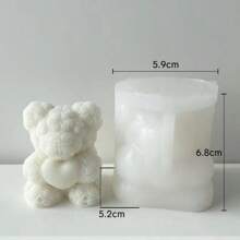 Stampo in silicone morbido a forma di orsetto a cuore, per argilla, pietra ollare, cera per realizzare candele fai-da-te