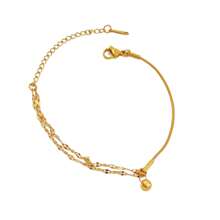 1 Stück Damen Armband aus doppelschichtigem Edelstahl, 18 Karat Goldanhänger mit Lippen- und Schlangenknochenform als Geschenkschmuck