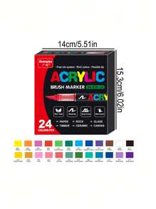 24 Farben Acrylmarker, weicher Pinselkopf Acrylfarbenmarker zum Ausmalen, für Glas, Stoff, Eier, Felszeichnungen und DIY Kunst & Handwerk Kritzeleien, Geschenke für Freunde zur Schulanfang