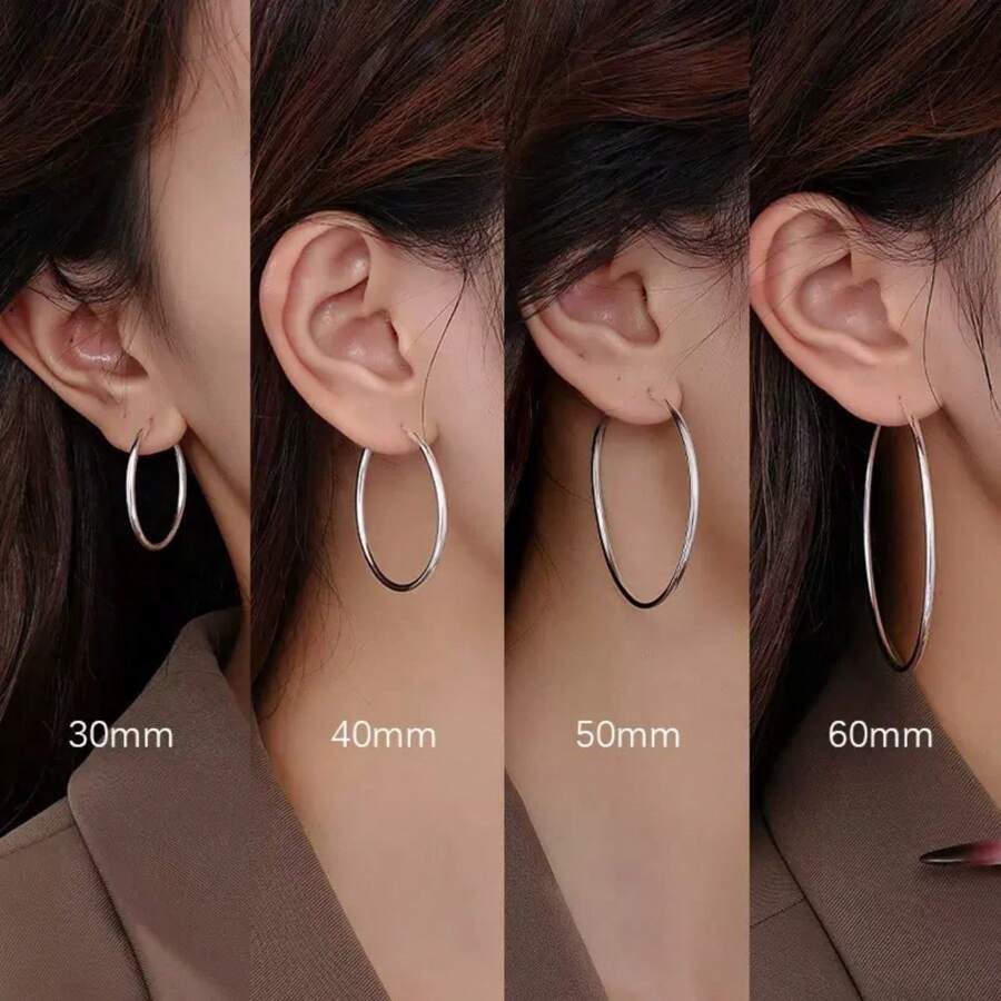 2pcs Exaggerated Minimalist Metal Hoop Earrings, Chic Fashion Jewelry Accessories