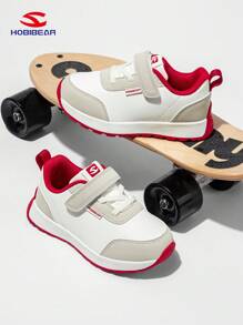 HOBIBEAR Red & White Kids Sports Shoes, Boys & Girls Outdoor Barefoot Shoes With Anti-Slip Wide Fit Flat Bottom Walking Shoes, Suitable For All Seasons, Recommend Ordering 0.5 Size Up For Comfort