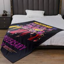 1pc New Music Youngsters On The Band Graphic Throw Blanket - Soft Flannel Lightweight Blanket For Sofa And Bed Decoration, 60in X 50in, 297gsm Single-Side Digital Printing, Four-Season Polyester Blended, Mixed Colors, Charming Style