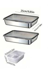 Juego de 2 bandejas de hornear cuadradas de acero inoxidable con tapa, aptas para preparar comidas y picnics al aire libre, fiambreras, contenedores de alimentos portátiles con tapa hermética y a prueba de fugas. Adecuado para aulas, universidades, oficinas, campamentos y picnics, organizadores y almacenamiento de cocina, accesorios de cocina, regalos de Navidad