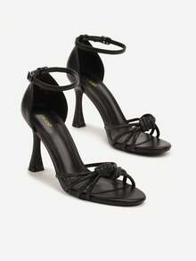 Vices High Heel Sandals Decorated With Zirconia And A Knot - Black - View 3