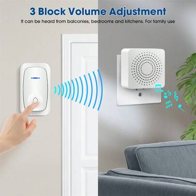 全新无线门铃家用智能迎宾门铃防水远程USB插头易于安装无需布线门铃