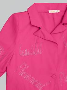 Blazer elegante de mujer con pedrería de color plata para uso diario y estilo casual - Rosa - Ver 2
