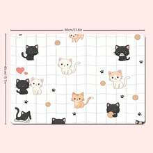 1/4 件可爱猫咪主题浴室窗帘套装，防水浴帘，浴垫，U 型马桶盖，现代浴室装饰窗帘，无需钻孔，可水洗涤纶返校 - 彩色 - 查看 11