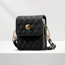 Fashionable Rhombus Faux Leather Crossbody Phone Bag With Detachable Strap And Security Clasp, Suitable For Samsung Z Flip 3/4/5/6/7