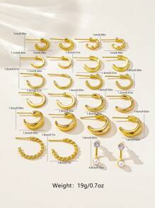 24pcs Fashionable Minimalist Crystal Stud Hoop Earrings Set, Versatile For Dates, Vacations, Daily Wear, Couples Gift, Holidays