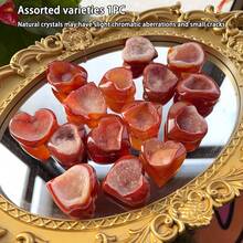1pc Natural Crystal Healthy Energy Stone Red Agate Geode Heart Carving Decorative Agate Display Stone - Agate Geode Heart - View 9