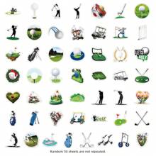 50 piezas Pegatinas de golf Pegatinas vinílicas estéticas para scrapbooking, diario, portátil, parachoques, monopatín, botella de agua, computadora, teléfono, dibujos animados, casco duro, pegatinas y calcomanías para automóvil
