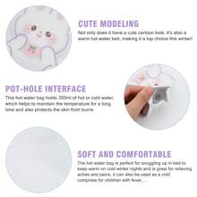 Bolsa de Água Quente com Capa Macia e Felpuda, Garrafa de Água Quente Pequena de 350ml, Bolsa de Água Quente Pequena de PVC com Capa de Fleece Macio para Aquecer as Mãos e os Pés, Aliviar o Pescoço e os Ombros de Mulheres e Idosos