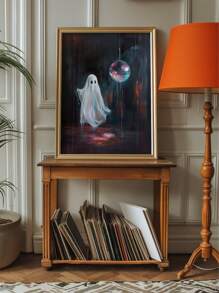 1pc, Canvas Hanging Painting, Framed Art Decoration, Hangable, Wall Art, Poster, Framed Wall Art, Cute Avant Garde Halloween Decorations, Disco Ball Spooky Party, Cute Halloween Spooky Paintings, Vintage Style Art, Disco Ball Poster, Avant Garde Dorm Room Wall Art, Autumn Decorations, Halloween Decorations, Halloween Autumn Decorations, Room Decorations, Dorm Room Decorations, Bedroom Decorations, Office Decorations, Holiday Party Decorations Home Decor Fall Decor