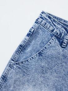 Shorts cargo casuales de denim elástico con múltiples bolsillos para hombre