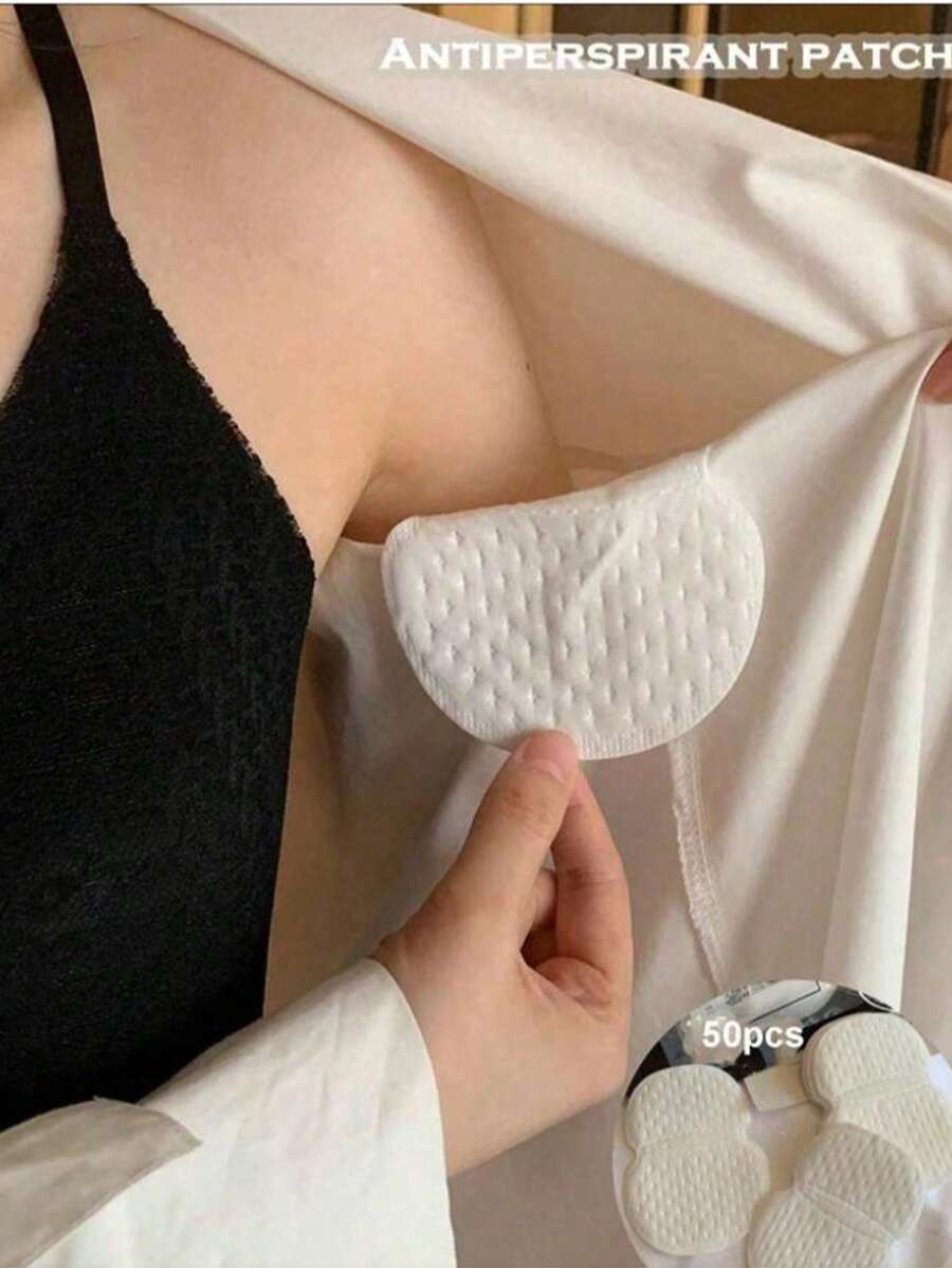1片/10片/30片/50片一次性无纺布腋下吸汗垫套装，简约白色吸汗垫，有效持久止汗，隐形 - 均碼 - 查看 1