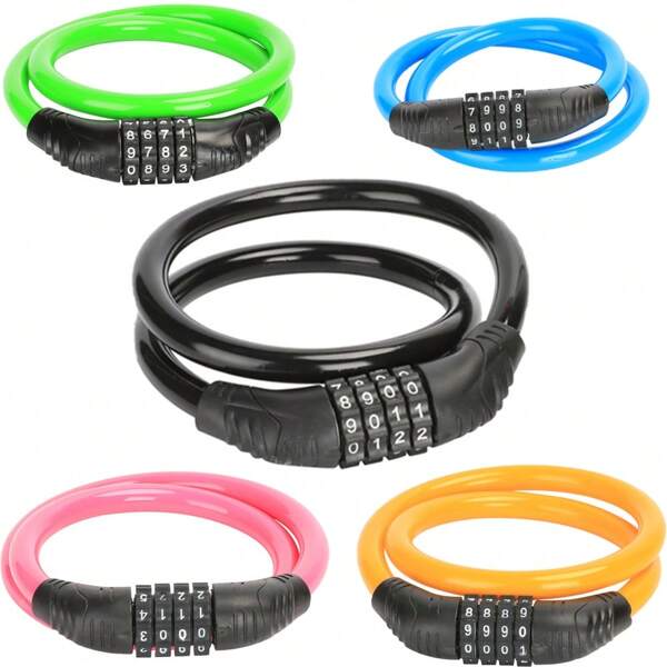 Candado de bicicleta de 4 dígitos - Largo retráctil de 23,62 pulgadas (60 cm), accesorios antirrobo aptos para bicicleta de montaña, bicicleta de carretera, bicicleta eléctrica, scooter