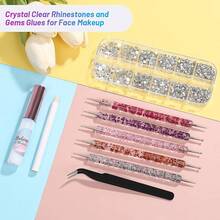 S.Face Makeup Glue Gum Spirit Adhesive With 3600Pcs Face Gems Eyes Jewels For Cosplay Costume, Cosmetic Glue Face Glue For Body Rhinestone Eye Glitter Fake Hair Wig Mustache Halloween SFX Makeup - B.clear - 查看 4