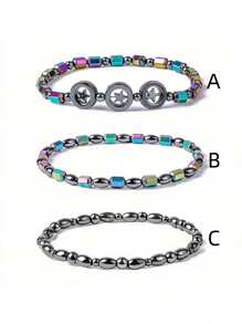1pc Magnetic Anklet, Fatigue Relief Magnetic Stone AnkleChain,Black Magnetic Bracelet, Gallstone Jewelry, CareFashionable Elastic, Suitable For Boy And Girl, Best YogaAccessory And Holiday Gift