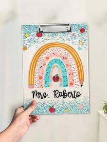 1pc Personalized Teacher Appreciation Gifts, Custom Rainbow Teacher Clipboard, Teacher Name Clipboard, Teacher Name Gift, Custom Teacher, Back To School, School Supplies,School Supplies,Back To School,School Gift,For Office,For School,For Classroom,For Teacher Gifts,For University,For Colleague,For Dorm Rooms,For Teacher,For Boys And Girls,For Teenagers,Junior High School Students,Middle School Students,High School Senior High School Students,College Students,University Students,Freshman,Sophomore,Underclassmen,Multi-Functional,Ornamental,Reusable,Modern,Colorful,Cute,Vintage,Cartoon,Kawaii,Custom,Personalized,Unique,Customized,Workers,Clients,Students,For Business/Work/Office,For School - Multicolor - View 6