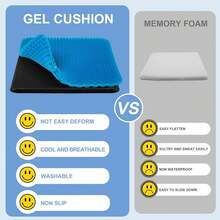 Gel Seat Cushion For Long Sitting, (20 Inch Extra Jumbo) Soft&Breathable Gel Cushion For Sitting, Thick Gel Seat Cushion For Car, Egg Crate Cushion For Hip Pain, None Pressure Point Chair Cushion