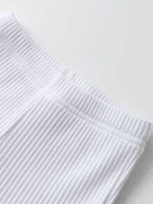 paquete de 3 pantalones para niñas, leggings de unicolor acanalado con volantes para bebés, pantalones acampanados para niñas pequeñas, tres piezas de pantalones acampanados con volantes para niños