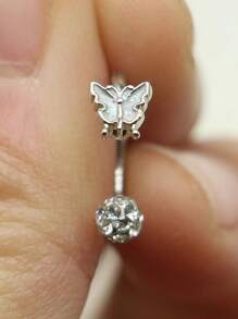 1pc Butterfly Shaped, Bat Lips Ring, Sparkling Harajuku Lip Ring, Cartilage Hoop, C-Shape, Pink & White, New Lip Piercing Jewelry, Suitable For Women's Daily Wear And Gift