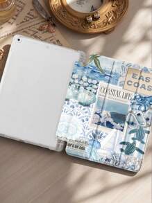 Ocean Summer Junk Protective Case Compatible With IPad Pro 11‑Inch 2024 (M4),IPad 10th Generation ,IPad 9th/8th/7th Generation 10.2 Inch Cover ,Compatible With Samsung Galaxy Tab S7 11 Inch,With Auto Wake/Sleep,Four Corners Anti-Fall,Built-In Pen Tray