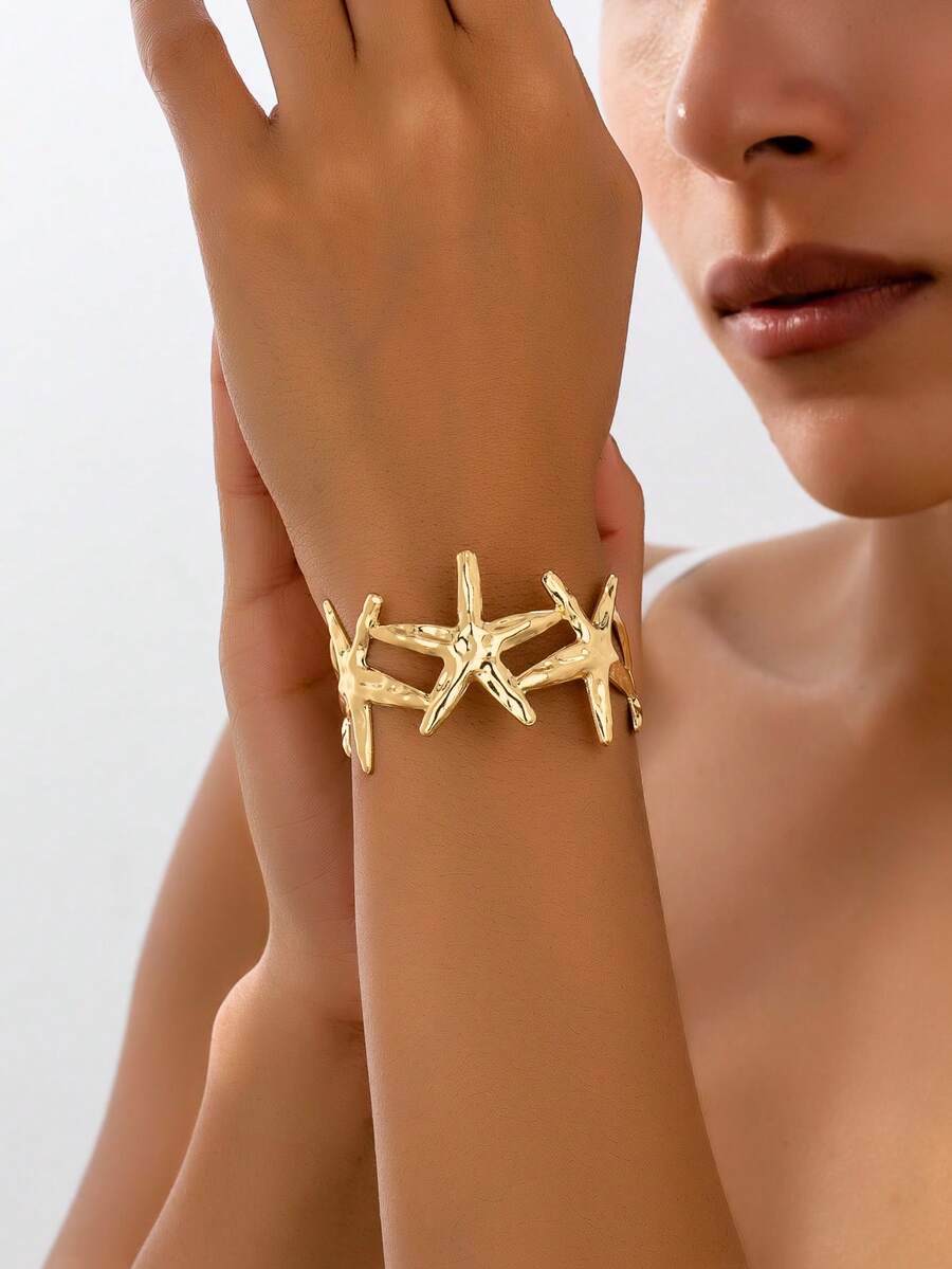 1pc Minimalist & Fashionable Versatile Ocean Style Starfish Bracelet - Yellow Gold - View 1