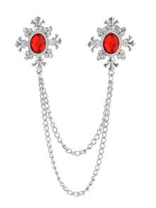 1 件装复古十字流苏链胸针领针男士衬衫领夹配饰欧美风格适合男士衬衫 - Cross - 查看 18