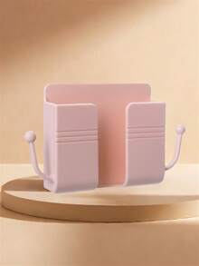 1/2/3/5pcs Self-Adhesive Wall Mounted Phone Holder, Remote Control, Pink Phone Storage Rack, Plastic Charging Rack With Hooks, Suitable For Bedrooms, Study Rooms, General Media Management Storage Rack - Baby Pink - View 8