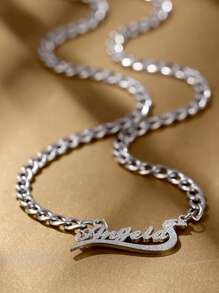 Collier sablé personnalisé à simple couche, pendentif personnalisé avec nom et symbole du serpent zodiac brillant, chaîne gourmette en acier inoxydable 201, nouvelle bijouterie 2025, cadeau pour la Saint-Valentin, la Fête des Mères, l'anniversaire, l'anniversaire de mariage