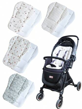 1 件绗缝刺绣婴儿推车垫，薄款四季刺绣座垫