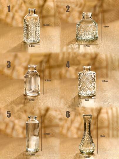 1Set Vintage Mini Flower Vase, Various s, Small Bud Vase Centerpieces,Clear Pot Carving Perfect Rustic Wedding, Gathering Tafel ation,Home ,Flower Vase,Centerpiece,Table Moderne Bohemian Room Glass view 11