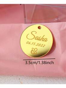 Personalized Acrylic Tag Engraved Round Circle 3.5cm Custom Wedding Name Happy Birthday Baptism Mirror Gold Tag Decoration Gift,Multi-Functional, Ornamental,Reusable,Exquisite,Stylish,High-Quality,Colorful,Modern,Custom,Personalized,Unique,Ideal Gifts For Him,Ideal Gifts For Her,Boyfriend,Dad,Girlfriend,Mom,Family,Friends,Tea Room,Home,Garden,Office,For Anniversaries,For Valentine's Day,For Mother's Day,For Birthdays,For Father's Day,For Graduation,For Weddings,For Housewarming,Warm Ambience, Autumn Home Refresh,Home Harmony - Multicolor - View 2